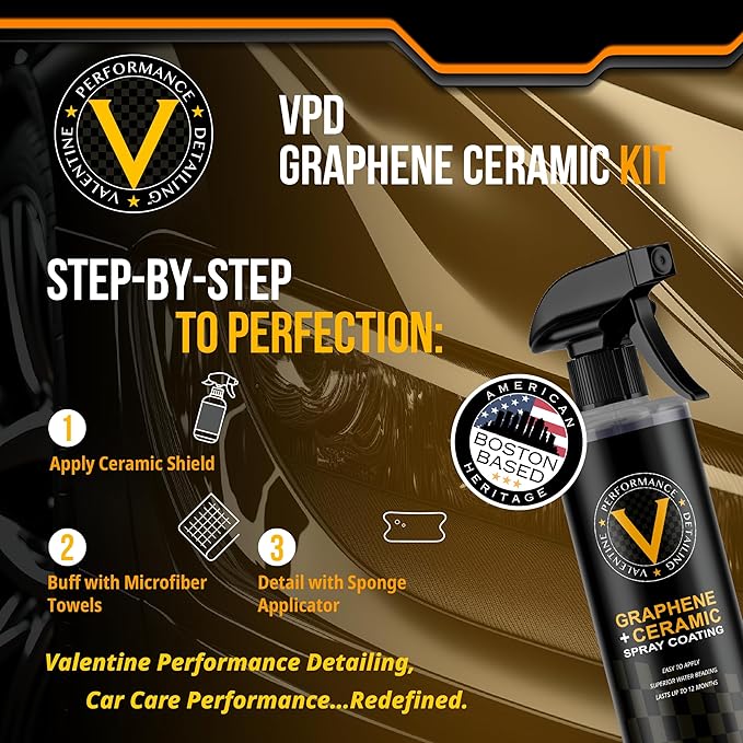 VPD Graphene Ceramic Kit - Graphene Ceramic Shield, Microfiber Edgeless Towels, Microfiber Sponge Applicator, The Ultimate Car Detailing Solution for DIY Detail & Car Care, Easy-to-Use & Versatile