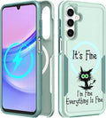 for Samsung Galaxy A16 5G Phone Case - Compatible with MagSafe Women Girls Cute Magnetic Protective Cover Cool Kawaii Girly Unique Cat Heavy Duty Shockproof Design for Samsung A16 5G Case