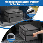 Golf Trunk Organizer for Car SUV with Shoe Compartment & Divider | 2-Layer Golf Storage Bag for Balls, Tees, Accessories | Waterproof Golf Locker Gift for Men, Dad, Golfers