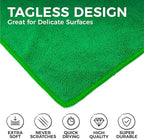 The Rag Company - All-Purpose Microfiber Terry Cleaning Towels - Commercial Grade, Highly Absorbent, Lint-Free, Streak-Free, Kitchens, Bathrooms, Offices, 300gsm, 16in x 16in, Green (12-Pack)