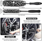 NIKCOSMK 3PCS Wheel Brush Kit for Cleaning Wheel and Tire, Wheel and Rim Brush, Car Detailing Brushes, Bendable & Durable Car Wheel Rim Cleaner Brush Set,Car Detailing Cleaning Brush Supplies Kit