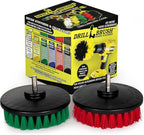 Drill Brush - Cleaning Supplies - Medium and Stiff Bristle Brush Kit - Spin Brush - Grout Cleaner - Tile, Counter-tops, Stove, Oven, Sink, Trash Can, Floors - Concrete Swimming Pools, Garden Fountains