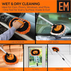 Suds Lab EM Extendable Wash Mitt with 170° Telescopic Handle – 58" Car Wash Mop with 2 Scratch-Free Chenille Microfiber Car Washing Mitts for SUVs, RVs and Trucks