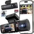 3 Channel 4K Dash Cam Front and Rear Inside, Built-in 5G WiFi,4K+1080P+1080P Dash Camera with 64GB Card,3.16” IPS Screen,Loop Recording, G-Sensor, 24H Parking Monitor, Night Vision(Rose Gold)
