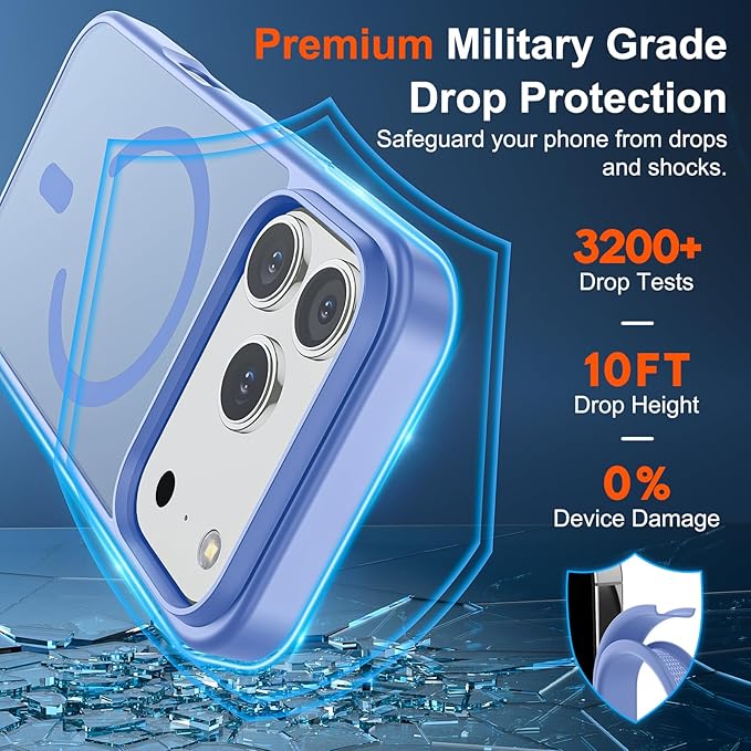 SUPFINE Magnetic for iPhone 17 Pro Case (Compatible with MagSafe)(Military Grade Drop Protection) Translucent Matte Shockproof with Anti-Fingerprint Phone Cover 2025,Blue Purple