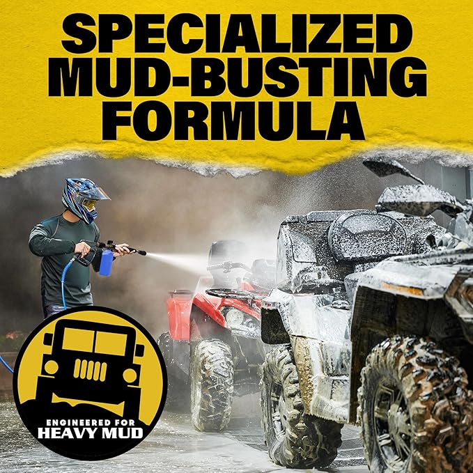 Durabasics Heavy Mud Wash – Highly Concentrated 1:32 Ratio, Thick Foam Car Wash Soap & ATV Cleaner for Trucks, UTV Cleaner, Dirt Bikes & RVs – Works with Foam Cannons & Bucket Washes – 64 fl oz