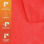 Arkwright Microfiber Cleaning Cloths - (Pack of 12) Lint & Streak-Free Drying Wash Towels, 320 GSM Super Absorbent & Quick Dry, Perfect Cleaner for Car, Glass, and Window, 12 x 12 in, Red
