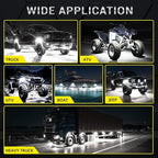 20 Pods Full Angle Pure White LED Rock Lights with Extension Wires, 28 LEDs 6500K Super Bright White Neon Underglow Kit IP68 Waterproof for Semi Trucks Trailer Offroad Pickup Boats RV Vans SUV UTV