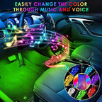 Interior LED Strip Light - 48 LED DIY 16 Million Colors, Microphone App Control, Smart Phone Music Sync RGB Under Dash Waterproof Lighting Kit with Car Charger, USB DC 12V