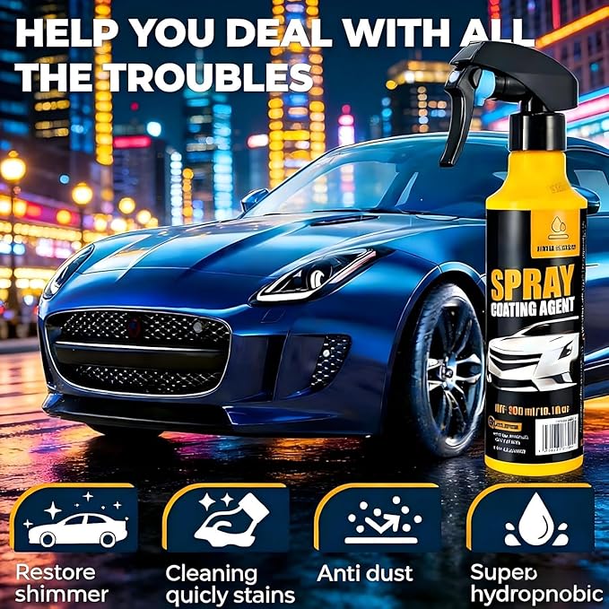 Berthg Ceramic Coating for Cars -300ml Nano Hydrophobic Ceramic Spray Coating Agent, Easy-to-Spray Auto Paint Protection Kit with Microfiber Cloth for Car Coating Spray & Shine