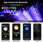 Twinkle Fiber Optic Lights Engine Dual Port Dual Color,Bluetooth APP/Music Sync/Remote Control RGBW Fiber Optic Driver for All Kinds of Fiber Optic Cable/Star Ceiling(OnlyLED Light Source)