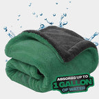 Extra Large Car Drying Towel, 36 Inches, 1300gsm,Super Absorbent Polyamide, Double-Twisted Design (Green and Grey)