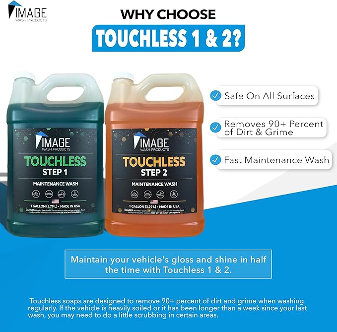 Image Wash Products® Touchless Car Wash Soap Without Foam Cannon | No Scrub Truck & RV Wash | Heavy Duty Car Soap | Step 1 & 2 Touchless Wash System