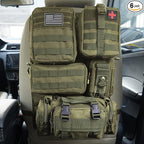 Universal Tactical Car Seat Back Organizer Bag Tactical Molle Vehicle Organizers Panel Vehicle Protector Organizers with 5 Detachable Pouches for Car Truck Ford Jeep (Army green)