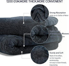 2 Pack Microfiber Car Drying Towels 1200 GSM , 36x24 Inch Extra Large Double Twisted Pile, Edgeless Car Wash Towels, Ultra Absorbent,No Streak, Scratch or Water Spot Towel for Cars&Trucks(Gray)