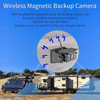 Wireless Backup Camera Solar Magnetic for RV Car Trailer Truck Camper 5th Wheels Hitch Towing No Wiring No Drilling Rechargeable Night Vision Portable Backup Camera with 5" 1080P HD 2-Split Monitor