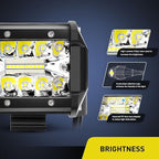 Nilight 2Pcs 4Inch LED Pods Bar Triple Row 60W Flood Spot Combo 6000LM Driving Off Road with 2007-2017 Wrangler JK/JKU 2DR 4DR A-Pillar Windshield Hinge Mounting Brackets Wiring Harness Kit