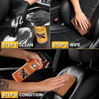 Car Leather Cleaner and Conditioner Kit, Leather Care Cleaning Kit with Horse Hair Cleaning Brush - Safe for Car Interiors, Furniture, Boots, Bags & Apparel - Deep Cleaning, Non-Greasy Restorer