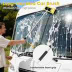 Car Wash Brush with Long Handle, 60'' Soft Bristle Cleaning Brush, Car Cleaning Brushes, Carwash Brushes for SUV, RV, Boat, Truck, House Siding, Sweep Snow, Yellow