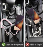 USB C Cable Fast Charging Cable [3FT+6FT], Coiled USBA to USBC Cable for Car, USB C Cord iPhone USB-C Cable Compatible with iPhone 17 16 15 Pro Max,Samsung Galaxy S10 S9 and More-Pink