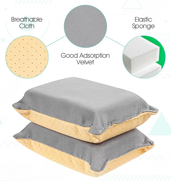 2Pcs Car Sponge, Windshield Defogger for Car Windshield Cleaner, Absorbent Sponge Auto Glass Window Cleaner (Gray & Beige, 10.6 x 7.9 x 1.7 Inches)