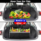 Car Trunk Organizer with Individual Cooler Bag - 2 Compartment Collapsible Car Storage for SUV (Black)