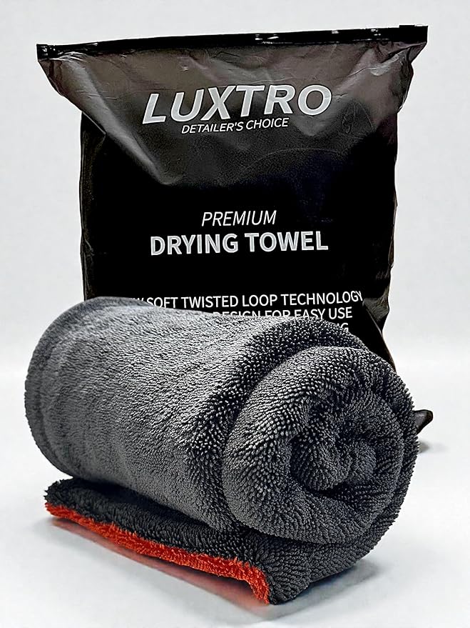 24”x36” Car Drying Towel – Dual-Color Black & Crimson Red | 1300 GSM Twist Loop Microfiber | Ultra Absorbent, Lint-Free, Scratch-Free | Fast Drying for Cars, Trucks & SUVs