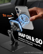 APPS2Car for Magsafe Car Mount, Magnetic Phone Holder for Car, 360° Adjustable Cell Phone Mount with Large Adhesive Base, Fits Flat & Curved Dashboards, Compatible with iPhone, Samsung, Smartphones