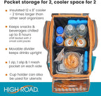 High Road CarHop Car Caddy Organizer with Road Trip Cooler, Car Cup Holder Bin, Sturdy Snack and Play Lid and 6 Organization and Storage Pockets, Gray
