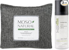 Moso Natural Scent-Free Odor Elimination Clean Car Set (1) Scent-Free Car Air Freshener Spray & (1) Moso Bamboo Charcoal Air Purifying Bag