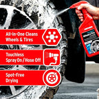 Mothers Foaming Wheel & Tire Cleaner, 24 oz. – Foaming Action Lifts Brake Dust & Grime, Safe for Factory-Coated Wheels, Restores, Cleans, Finishes Fast, Spot-Free Rinse (05924)