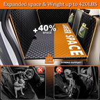Back Seat Extender for Dogs - Large Space, Waterproof Hard-Bottom Dog Car Seat Cover for Back Seat, Holds 420lbs, Upgraded Material Waterproof Pet Car Bed Dog Hammock for Car, SUV(Gray Orange)