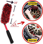 oesee Angled Wheel Brush Kit 3 Pack- Angled Microfiber Wheel Brush, Wheel Barrel Brush, Detailing Brush Scratch Free Calipers Woolies Spoke Brush Cleans Brake Dust from Barrels& Hard to Reach Areas