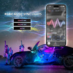 OPT7 Aura DreamColor RGB-IC LED Car Interior Light Strips, 4PC Neon Ambient Lighting Kit with APP & Remote, 12V Music Color Chasing Lights for SUV Truck Van, Under Dash Decor