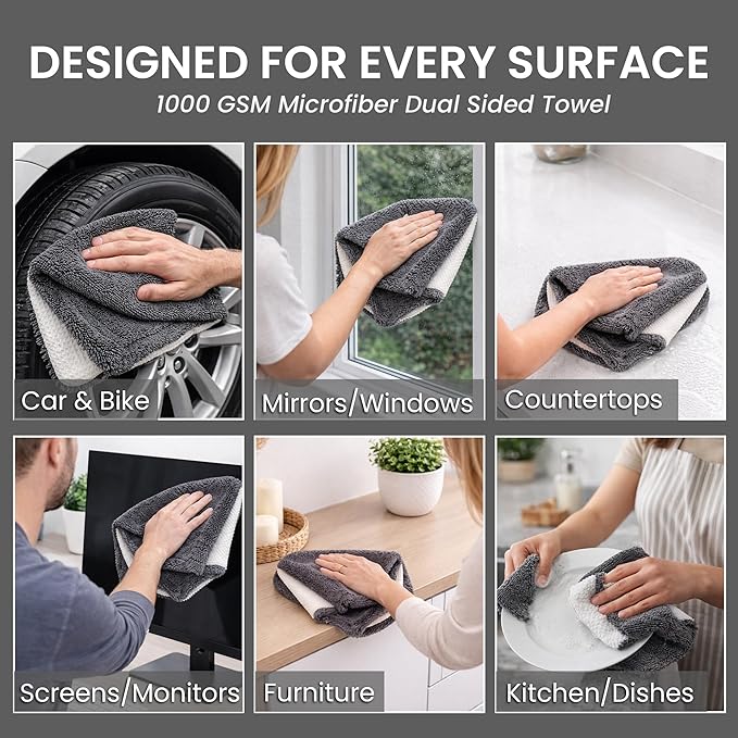 Hybrid Glass Microfiber Towel – Waffle Weave & Plush Dual Action Cleaning Cloth – Streak-Free Window and Surface Drying Towel – Professional Grade –16x16-1000 GSM 1-Pack