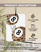 Trendy Leopard Cologne Car Air Freshener 4 Pcs, Funky Cheetah Print Lucky 8 Ball Poker Dice Hanging Air Freshener for Cars Bathroom Dorm Books Decor, Cute Accessories Gifts for Women Girls