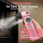 Cordless Air Duster & Handheld Vacuum 2-in-1, 8000mAh Rechargeable with Type-C Charging for Car, Keyboards, Electronics & Home – Pink