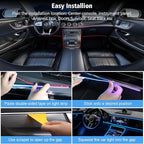 118" Acrylic Interior Car Lights, 0.08in Ultra-Thin Thickness Ambient Lighting Kits with Smart APP, RGB 2 in 1 USB Powered Car LED Strip Light Music Sync Neon Strip for Vehicle (2 * 59in)