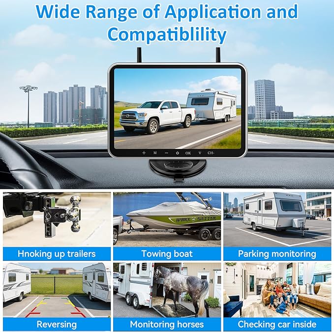 HD 1080P RV Backup Camera Wireless: 8-inch Large Screen Auto Clear Night Vision for RVs, Trailers, Campers - 20 Mins Easy-Install Plug-Play Rear View Camera Pre-Wired for Furrion System
