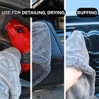 The Details Microfiber Car Drying Towel 36"x24" 1,400 GSM, Extra-Large, Ultra-Absorbant Edgeless Microfiber Drying Towel for Cars and Trucks etc, Charcoal Grey