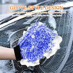 2PCS Car Wash Mitt, 11"×8" Cyclone Microfiber Cleaning Mitt for Cars, Scratch-Free & Lint-Free, Double Sided Automotive Washing Gloves, Universal Auto Cleaning Supplies (Blue+White)