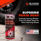 BLAZON Supreme Foam Soap (XL 32 oz) Insanely Foamy Streak-Free Car Wash Soap for Max Cleaning Power- Foam Cannon, Gun, or Bucket Wash- Cars, Trucks, RVs, Boats, More– Strawberry Banana Scent