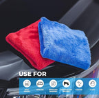 The Rag Company - Eagle Edgeless 500 (4-Pack) Professional Korean 70/30 Blend Super Plush Microfiber Detailing Towels, 500GSM, 16in x 16in, Blue