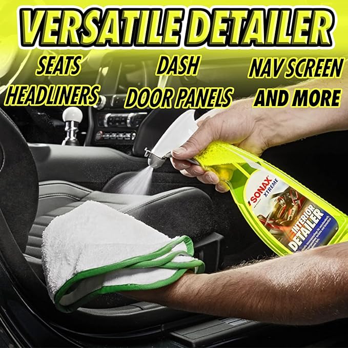 SONAX Premium Auto Interior Kit | 5-Piece Complete Interior Cleaning Set | Dashboard Cleaner, Leather Foam, Upholstery & Carpet Cleaner, Glass Cleaner & Dirt Eraser | Professional Car Detailing Kit