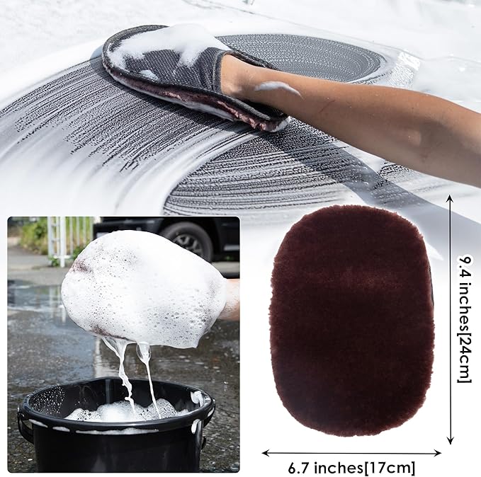 Yours Car Wash Mitt, Ultra-Soft Microfiber Wash Mitt for Car Wash Kit, Scratch-Free & Gentle for Car Detailing and Paint Protection, 2 Pack, Brown