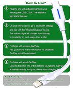 USB-C Motorcycle CarPlay Bypass Adapter Cable,Activate Motorcycle CarPlay Screen Casting Without Bluetooth Headset,Compatible with Harley/Goldwing/Indian,Support Charging Simultaneously