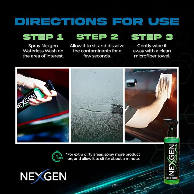 Nexgen Premium Quality Waterless Car wash & Ceramic Spray - Complete Pack for Car wash and Ceramic Coating to Get Unbelievable Shine (8oz)