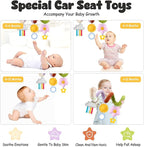 Stuffed Spiral Baby Car Seat Toys, Best Newborn Shower Gifts, Soft Infant Essentials Must Have Stroller Hanging Toys (Vibrant Nature)
