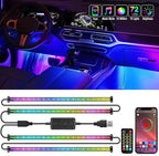 Nilight 72 LED USB Interior Strip Lights Dream Color RGB-IC 12V DC with App RF Remote Control Multicolor Footwell Under Dash Chasing Inside Light Kits 2 Lines Music Sync Mode for Cars Truck ATV UTV