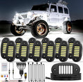 Hovano 12 Pods White Rock Light Kit with Wired Switch - 6500K Pure White LED Underglow, IP68 Waterproof, Super Bright 36 LEDs for Trailer Off Road SUV UTV ATV RZR Car